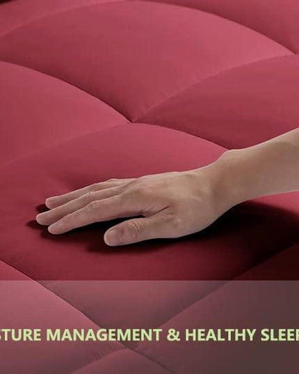 King Comforter Set 3 Pieces - Goose Down Alternative with 2 Pillow Shams - Extra Thick - Soft and Comfortable - Machine Washable (King,Burgandy) - LeafyLoom