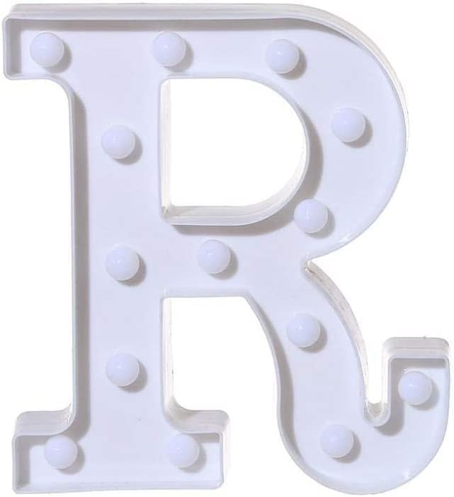 LED Marquee Letter Lights Sign R 26 Alphabet Light Up Letters Sign for Night Light Wedding Birthday Party Battery Powered Christmas Lamp Home Bar Decoration (R) - LeafyLoom