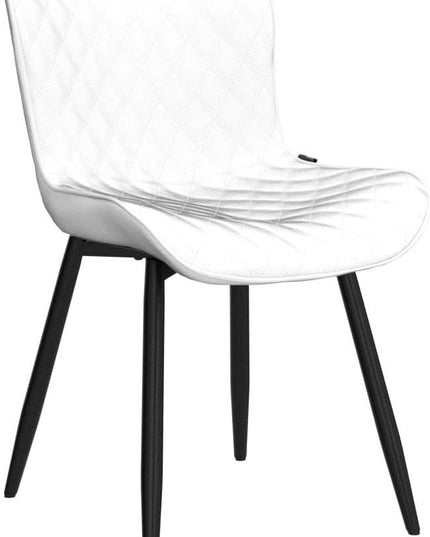 YOUTASTE White Dining Chairs Set of 2 Mid Century Modern Kitchen Chairs PU Leather Armless Upholstered Accent Dinner Chair with Back Metal Legs for Guest Reception Waiting Living Room - LeafyLoom