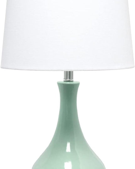 Elegant Designs LT3312-AQU Ceramic Genie Tear Drop Shaped Glossy Table Lamp, Aqua - LeafyLoom