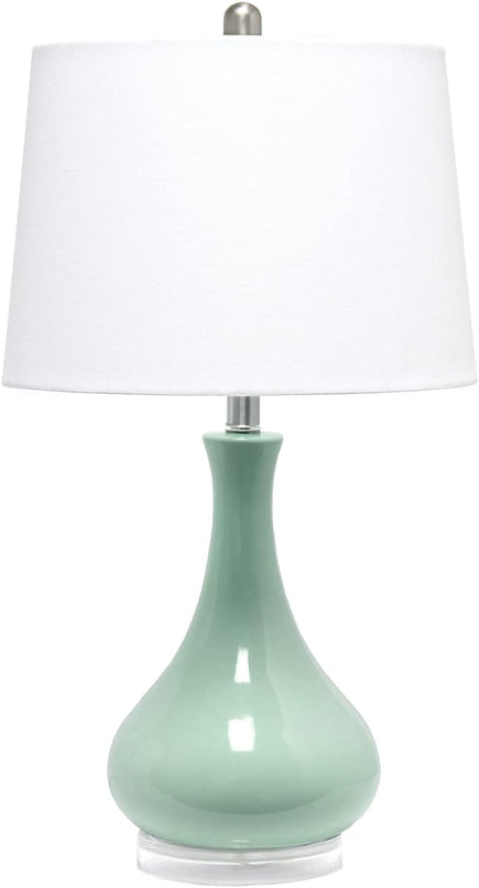 Elegant Designs LT3312-AQU Ceramic Genie Tear Drop Shaped Glossy Table Lamp, Aqua - LeafyLoom