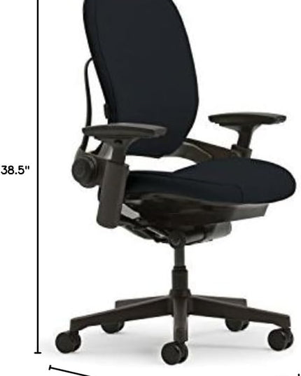 Steelcase Leap Office Chair - Seven Points of Adjustability - Ergonomic Back Support Chair - Lumbar Support - 4D Adjustable Arms - Black Frame - Buzz2 Black Fabric - LeafyLoom