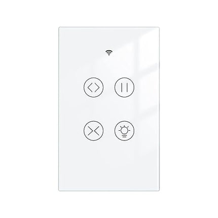 MOES 2.4GHz WiFi RF Smart Curtain Light Touch Switch Glass Panel Backlight ON/Off Wireless Remote Control with Tuya Smart Life App, Voice Control with Google Home Alexa, White MOES
