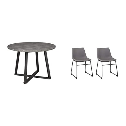 Signature Design by Ashley Centiar Mid Century Dining Set with Round Table, Chairs and Accessories, Gray/Black - LeafyLoom