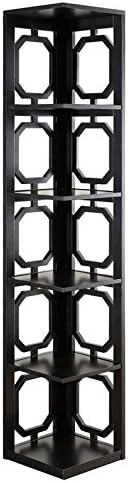 Convenience Concepts Omega 5 Tier Corner Bookcase, Black - LeafyLoom