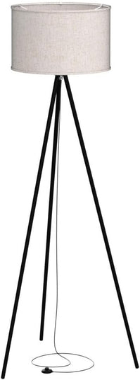 Floor Lamp for Living Room, Tripod Floor Lamp, 15W LED Bulb, 3 Levels Dimmable Brightness, Linen Lamp Shade, Mid Century Standing Lamp for Living Room, Bedroom, Study Room and Office - LeafyLoom
