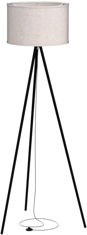 Floor Lamp for Living Room, Tripod Floor Lamp, 15W LED Bulb, 3 Levels Dimmable Brightness, Linen Lamp Shade, Mid Century Standing Lamp for Living Room, Bedroom, Study Room and Office - LeafyLoom