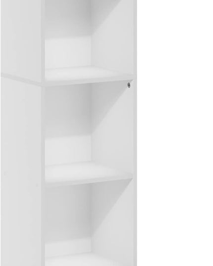 Furinno Luder Shelf Bookcase with 1 Door Storage Cabinet, White, 5-Cube with Cabinet - LeafyLoom