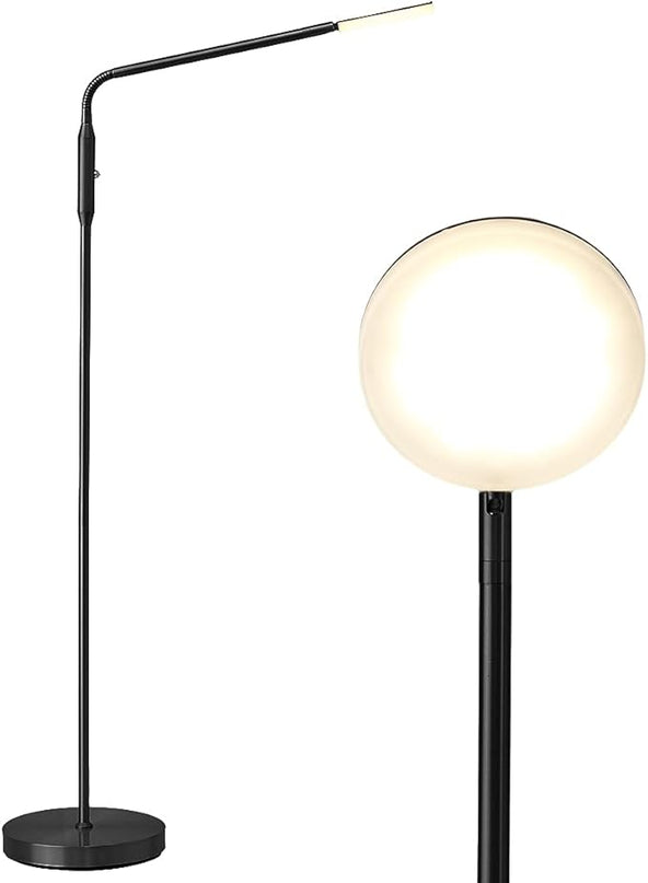 O’Bright Moon - Dimmable LED Floor Lamp, Adjustable Color Temperature for Bedside Reading, Work Light, Art/Crafting Light, Sewing, Ultra Flexible Gooseneck, Rotatable Lighting, Black - LeafyLoom