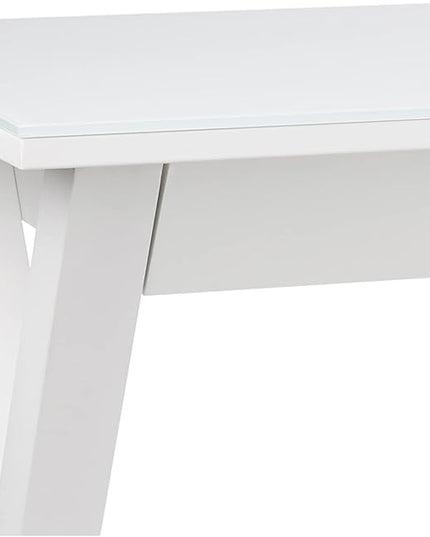 Walker Edison Lawrence Urban Industrial X Leg Glass Top Computer Desk, 48 Inch, White - LeafyLoom