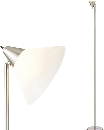 Floor Lamp Standing Lamp Adjustable Head Arcylic Shade Floor Lamps for Living Room/Office/Bedroom (satin nickel) - LeafyLoom