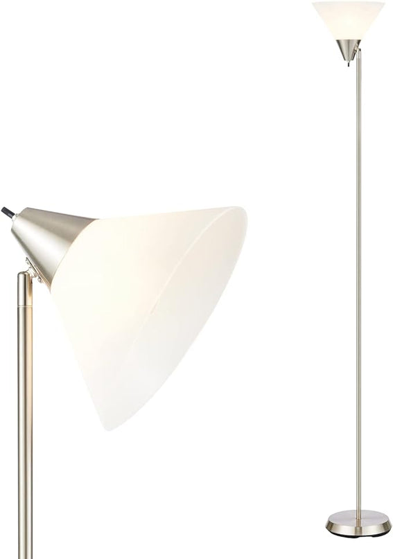 Floor Lamp Standing Lamp Adjustable Head Arcylic Shade Floor Lamps for Living Room/Office/Bedroom (satin nickel) - LeafyLoom