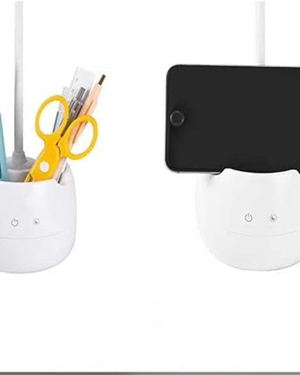 LED Desk Lamp with Pen Holder, Flexible Gooseneck Adjustable Brightness Level Reading Light, 2000mAh Rechargeable Eye-Caring with USB Port Touch Control - LeafyLoom