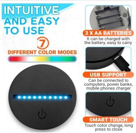 to My Husband from Wife, to My Husband 3D Optical Illusion 2 Functions 7 Color RGB Colorful USB Charging or AA Battery - Acrylic Panel Birthday Wedding Gifts for Husband - LeafyLoom