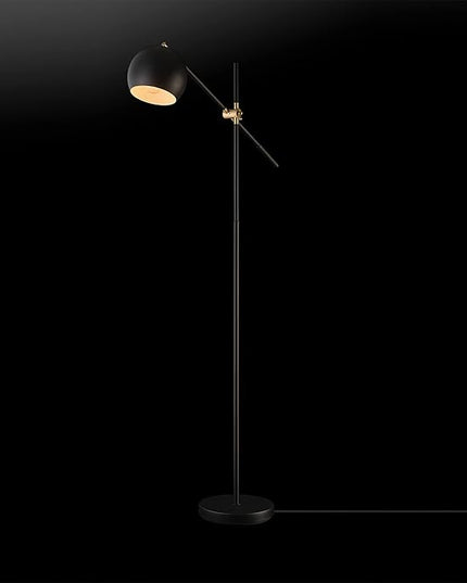 Globe Electric 65911 60" Floor Lamp, Matte Black, Brass Pivot, Matte Black Shade, in-Line On/Off Foot Switch - LeafyLoom