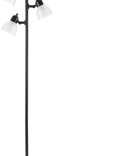 Globe Electric 12719 Life 63" 3-Light Floor Lamp, Matte Plastic, LED Bulbs Included, Black with Frosted Shade - LeafyLoom