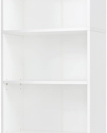 5 Shelf Wood Bookcase Freestanding Display Shelf Adjustable Layers Bookshelf for Home Office Library Small Narrow Space (White, 5-Layers,24.4W x 11.6D x 68.9H inch) - LeafyLoom