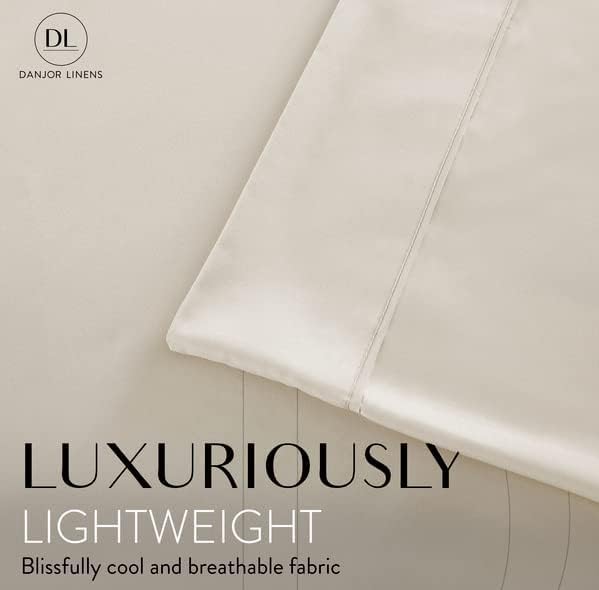Danjor Linens Queen Sheet Set - 6 Piece Set including 4 Pillowcases - Deep Pockets - Breathable, Soft Bed Sheets - Wrinkle Free - Machine Washable - Cream Sheets for Queen Size Bed - 6 pc - LeafyLoom