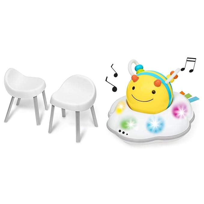 Skip Hop Toddler's Activity Chairs, White & Baby Crawl Toy 3-Stage Developmental Learning Crawling Infant Toy, Explore & More Follow-Me Bee - LeafyLoom
