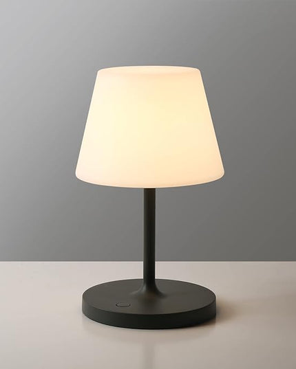 Outdoor Battery Operated Table Lamp Waterproof, 4000mAh Cordless Table Lamp Rechargeable, Touch Dimmable Desk Lamp, LED Night Light for Patio Camping Restaurant Home, H9.6in, Dark Grey - LeafyLoom