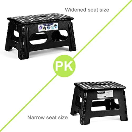 Delxo Folding Step Stool for Kids and Adults,15-Inch Extra Wide 9 Inch Height Heavy Duty Stepping Stool More Safe and Comfortable Non Slip Foldable Step Stool Black - LeafyLoom