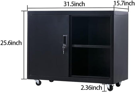 Metal Mobile Lateral File Cabinet, Storage Locker,Printer Stand with Open Storage Shelves for Office,School,Home,Living Room. (Black) - LeafyLoom