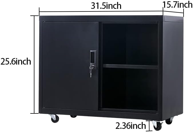 Metal Mobile Lateral File Cabinet, Storage Locker,Printer Stand with Open Storage Shelves for Office,School,Home,Living Room. (Black) - LeafyLoom