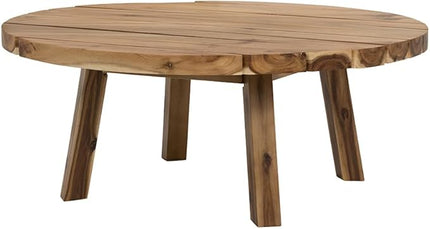 NicBex Coffee Table Wooden Coffee Table with Storage Round Center Tables with Natural Legs Dining Table for Living Room, Dining Room, Office, and Bedroom,35.6" W, Natural Wood+Brown - LeafyLoom