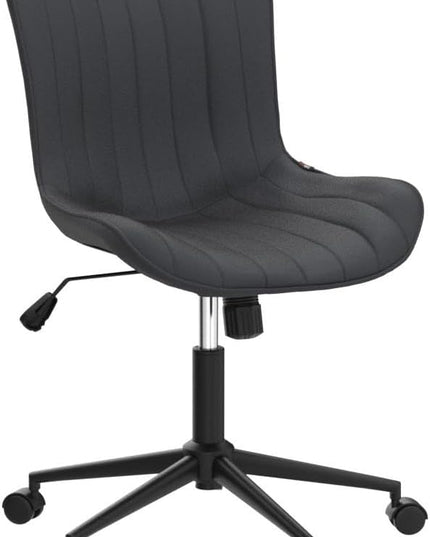 YOUNIKE Office Chair Swivel Desk Chair Upholstered Faux Leather Height Adjustable with Wheels Computer Task Chair Modern Rolling Armless Back, Black, Loads 300 lbs - LeafyLoom