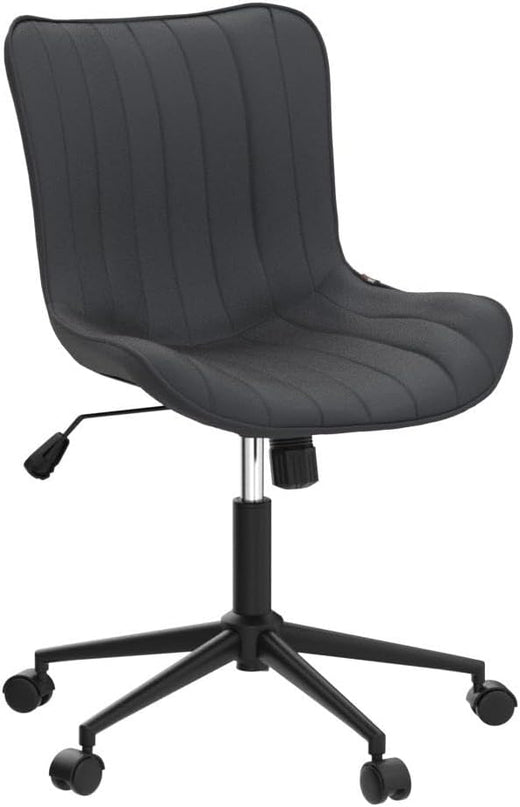 YOUNIKE Office Chair Swivel Desk Chair Upholstered Faux Leather Height Adjustable with Wheels Computer Task Chair Modern Rolling Armless Back, Black, Loads 300 lbs - LeafyLoom