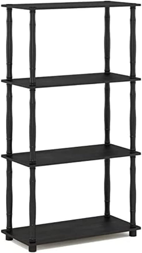 Furinno Turn-N-Tube 4-Tier Multipurpose Shelf Display Rack, Classic Tubes, Americano/Black - LeafyLoom