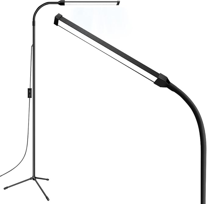 Bright LED Floor Lamp Adjustable Gooseneck Standing Eyelash Light for Eyelash Extensions Facial Spa Salon Makeup Task Reading lamp - LeafyLoom