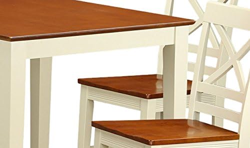 East West Furniture VNQU5-WHI-W Vernon 5 Piece Kitchen Counter Set Includes a Square Room Table and 4 Dining Chairs, 36x36 Inch, Buttermilk & Cherry - LeafyLoom