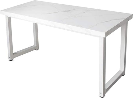 TOPSKY 59" Big Large Computer Office Desk 1.88" Thickness Desktop (White Marble Texture) - LeafyLoom