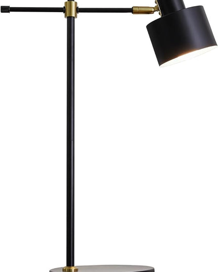 OYEARS Modern Industrial Desk Lamp for Reading LED 22.2“ Metal Table Lamp Light for Office Bedroom Study Room Living Room Nightstand Bedside Lamps Gold and Matte Black Accent (Black, Bulb Included) - LeafyLoom