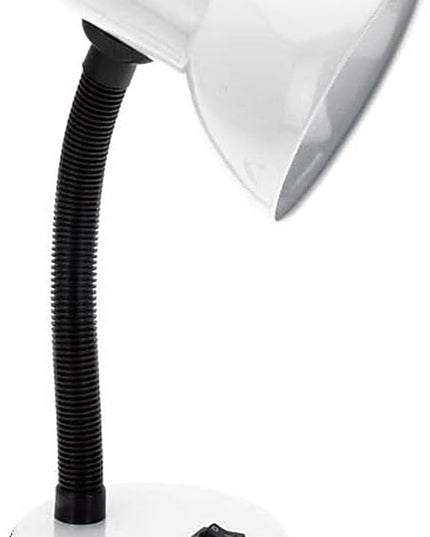 Simple Designs LD1003-WHT Basic Metal Desk Lamp with Flexible Hose Neck for Office, Living Room, Bedroom, College Dorm, Bookshelf, White (Pack of 1) - LeafyLoom