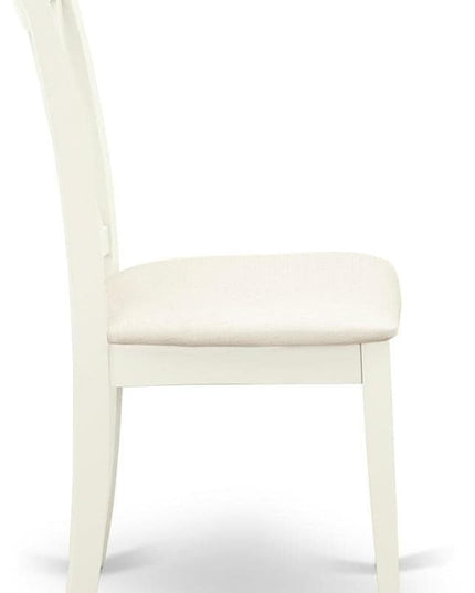 East West Furniture CLC-LWH-C Clarksville Kitchen Dining Chairs - Linen Fabric Upholstered Wood Chairs, Set of 2, Linen White - LeafyLoom