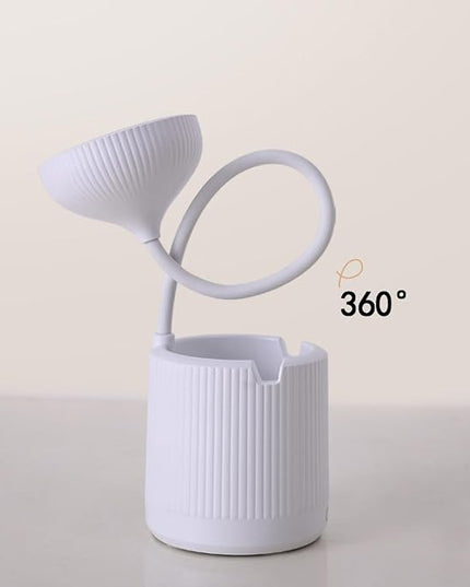 Cordless lamp,Desk lamps for home office,White,3 speed adjustable light,With pen holder,Usb charging cable,Battery operated,360° swivel hose,Rechargeable dorm lamp,Led study lamp,Cute reading lamp - LeafyLoom