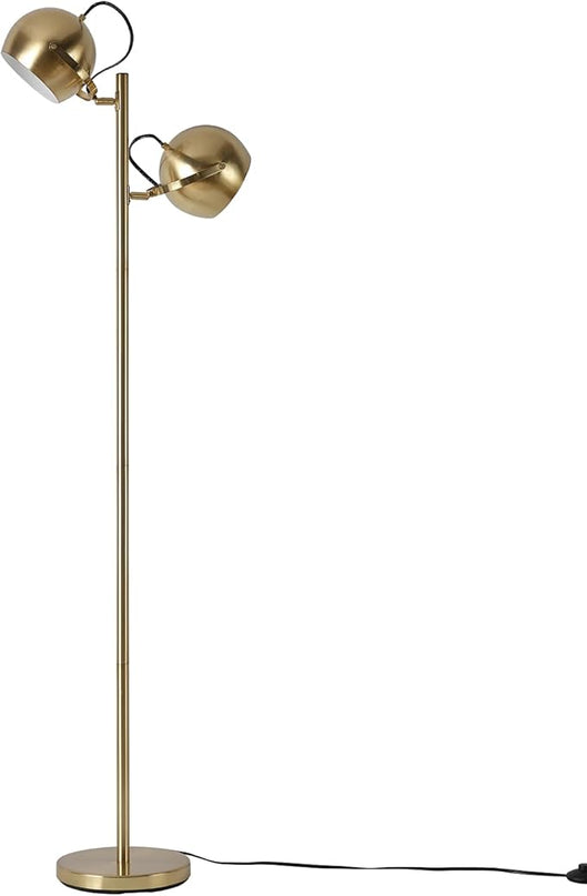 Globe Electric 67515 61" 2-Light Floor, Matte, Adjustable Lamp Heads, in-Line On Off Foot Switch, Miles (Brass) - LeafyLoom