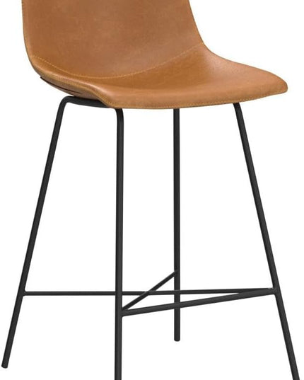 Poly and Bark Counter Stool 24 inches - Counter Height Bar Stools Set of 3 - Sturdy Kitchen Stools with Backs - Comfortable Bar Chair - Modern Countertop-High Chairs, Kitchen Island Barstools – Tan - LeafyLoom