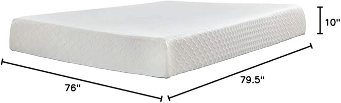 Signature Design by Ashley King Size Chime 10 Inch Medium Firm Memory Foam Mattress with Green Tea & Charcoal Gel - LeafyLoom
