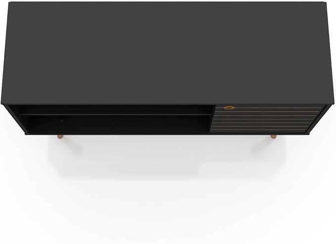 Manhattan Comfort Liberty Mid Century Modern TV Stand for Televisions up to 46 Inches, Bedroom and Living Room Entertainment Center with Storage, Shelves, and Cabinet, 43" Wide, Black - LeafyLoom