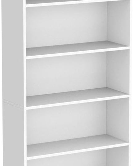 Bookshelves and Bookcases Floor Standing tall bookcase 5 Tier Display Storage Shelves Tall Bookcase Home Decor Furniture for Home Office(White 11.8" D x 31.5" W x 67.9" H) - LeafyLoom