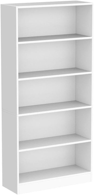 Bookshelves and Bookcases Floor Standing tall bookcase 5 Tier Display Storage Shelves Tall Bookcase Home Decor Furniture for Home Office(White 11.8" D x 31.5" W x 67.9" H) - LeafyLoom