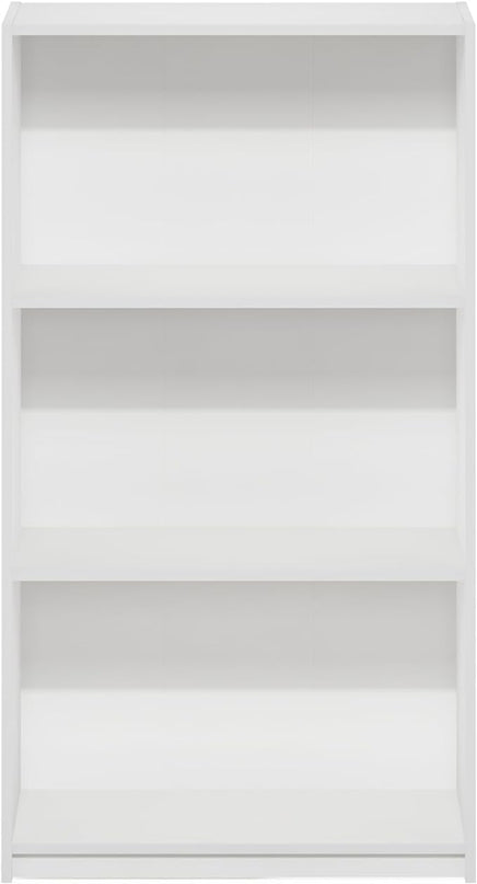 Furinno Basic 3-Tier Bookcase Storage Shelves, White/White - LeafyLoom