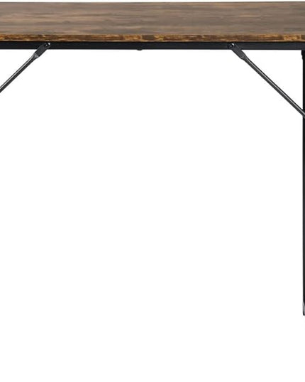 FurnitureR 31.5 inch Small Study Writing Table with Storage Bag Space Saving for Home Office, Modern PC Metal Frame Computer Desk, Black/Brown - LeafyLoom