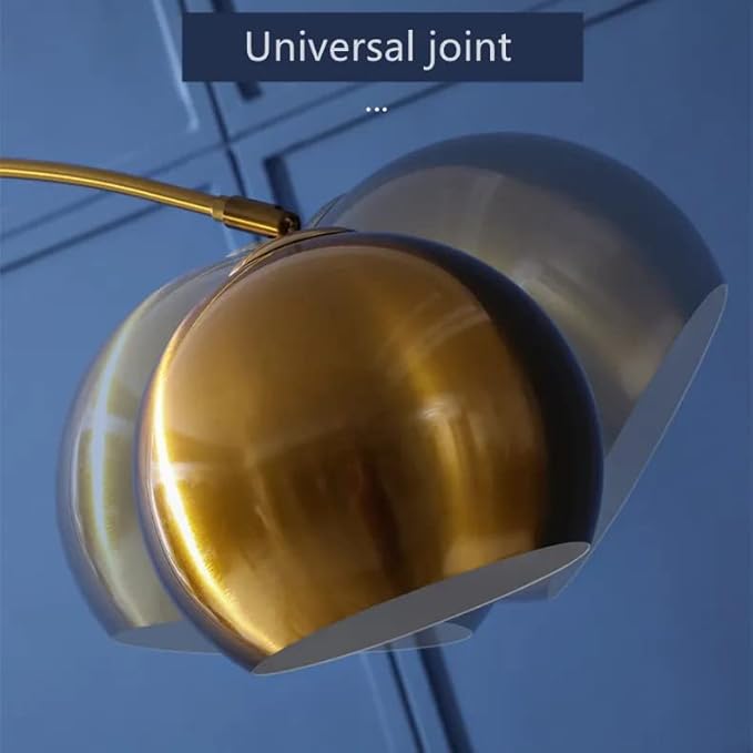 LightInTheBox Gold Modern Arc Floor Lamp, 70.9in Arc Floor Lamp with Inner Gold Metal Shade and White Marble Base, Arc Lamps Floor Standing with 5W Bulb, Over Couch Lamp for Living Room, Bedroom - LeafyLoom