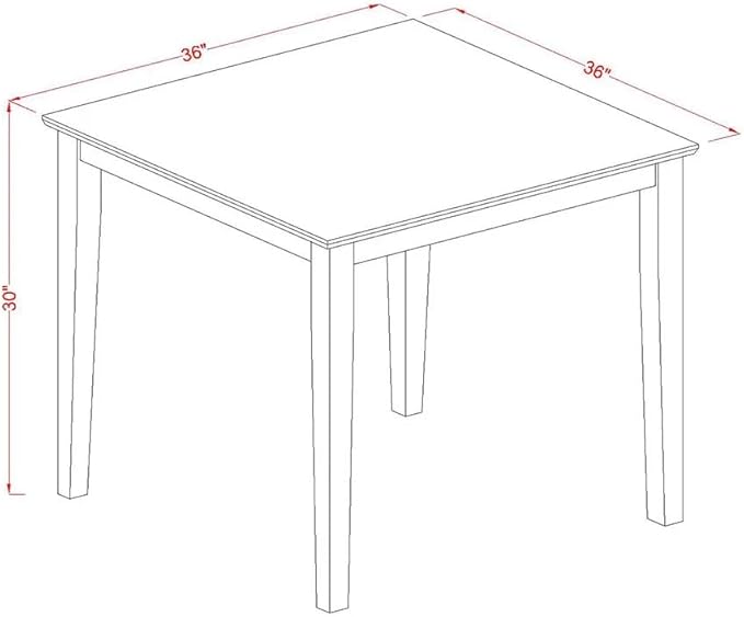 East West Furniture OXLA5-AWA-05 Oxford 5 Piece Dining Set Includes a Square Kitchen Table and 4 Parson Chairs, 36x36 Inch - LeafyLoom