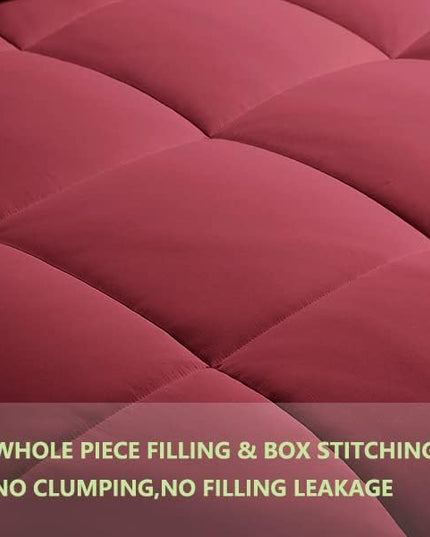 King Comforter Set 3 Pieces - Goose Down Alternative with 2 Pillow Shams - Extra Thick - Soft and Comfortable - Machine Washable (King,Burgandy) - LeafyLoom