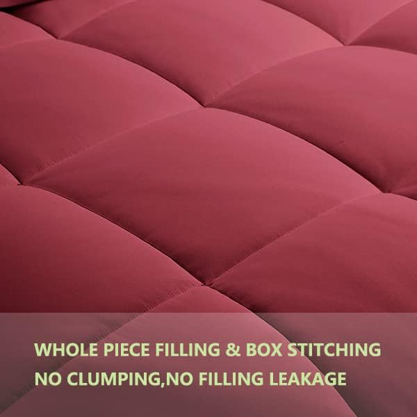 King Comforter Set 3 Pieces - Goose Down Alternative with 2 Pillow Shams - Extra Thick - Soft and Comfortable - Machine Washable (King,Burgandy) - LeafyLoom